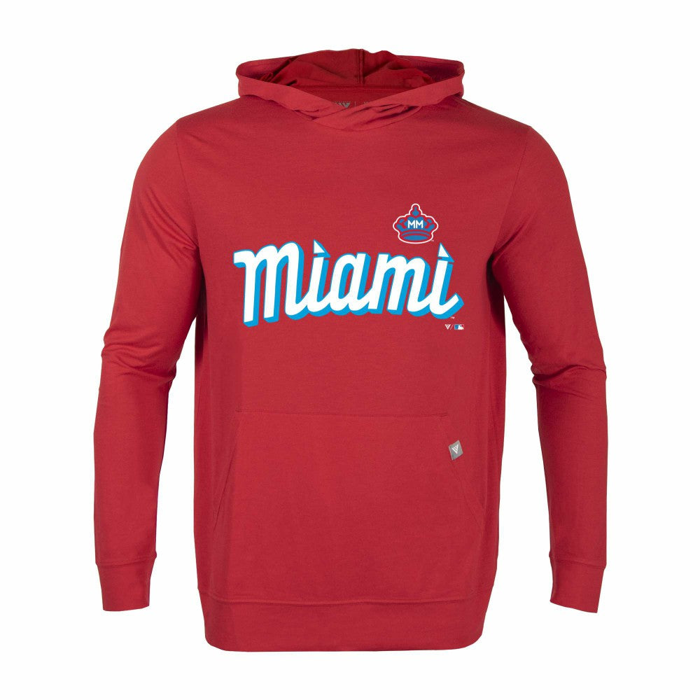 Miami Marlins Levelwear City Connect Relay Core Logo Pullover Hoodie - Red