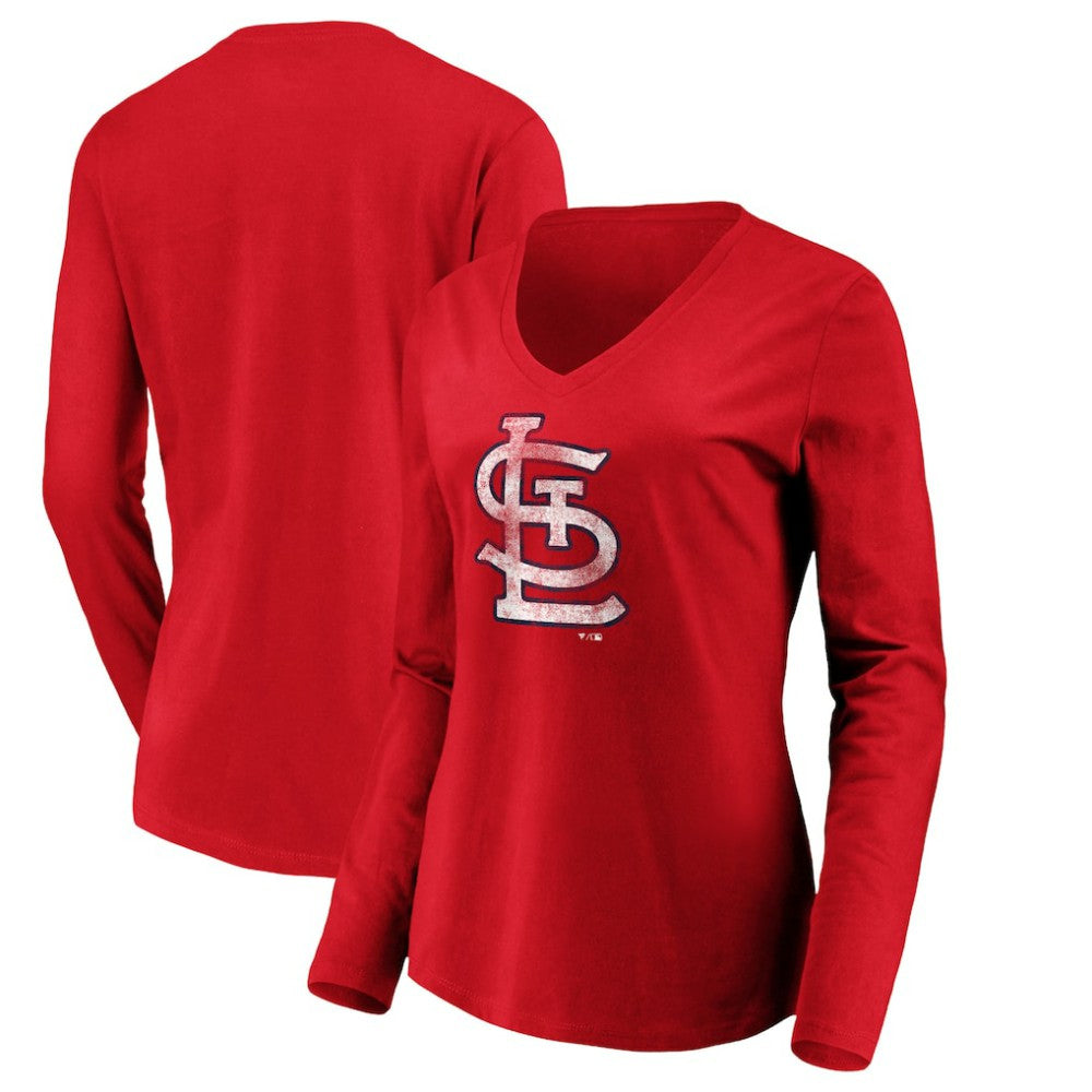 St. Louis Cardinals Women's Team Long Sleeve V-Neck T-Shirt - Red