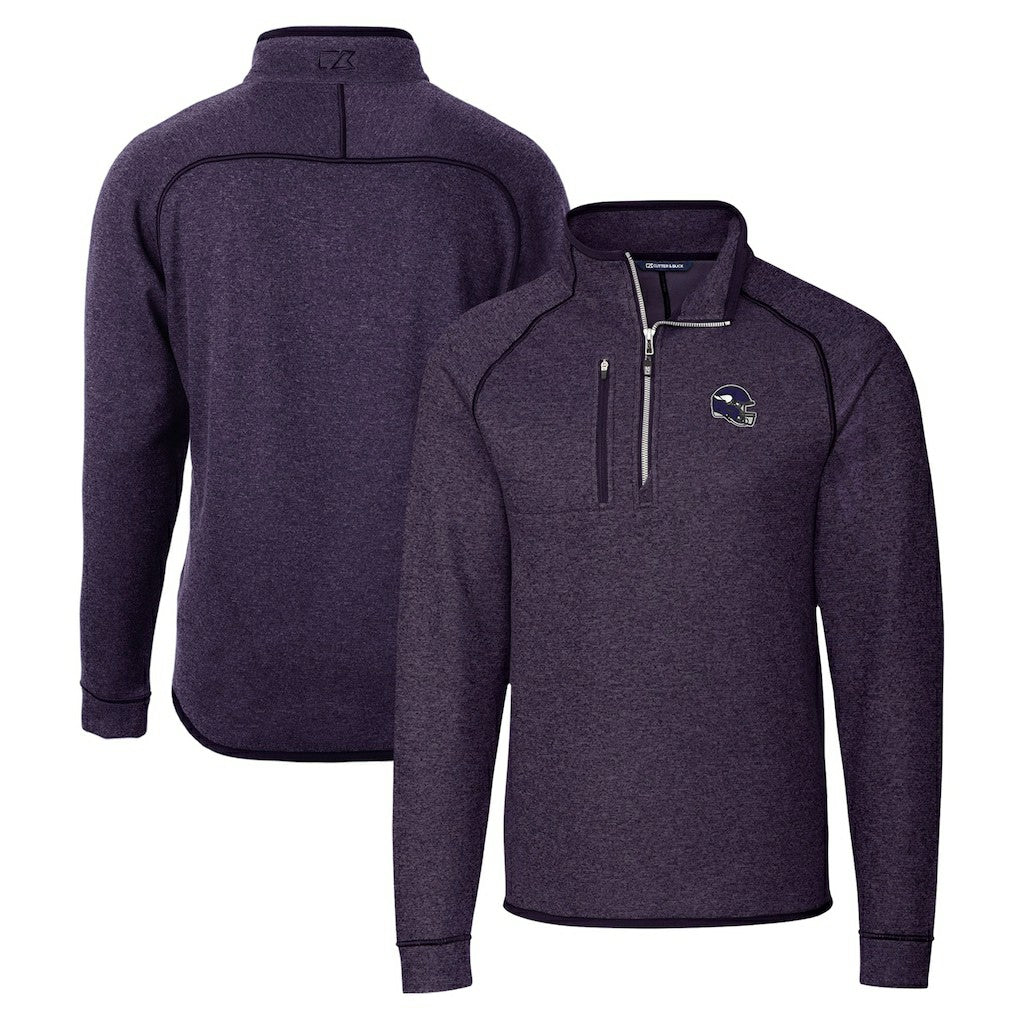 Minnesota Vikings Cutter & Buck Helmet Mainsail Sweater-Knit Half-Zip Pullover Jacket - Purple sale