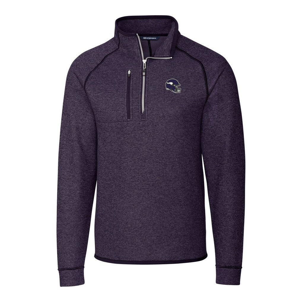 Minnesota Vikings Cutter & Buck Helmet Mainsail Sweater-Knit Half-Zip Pullover Jacket - Purple sale