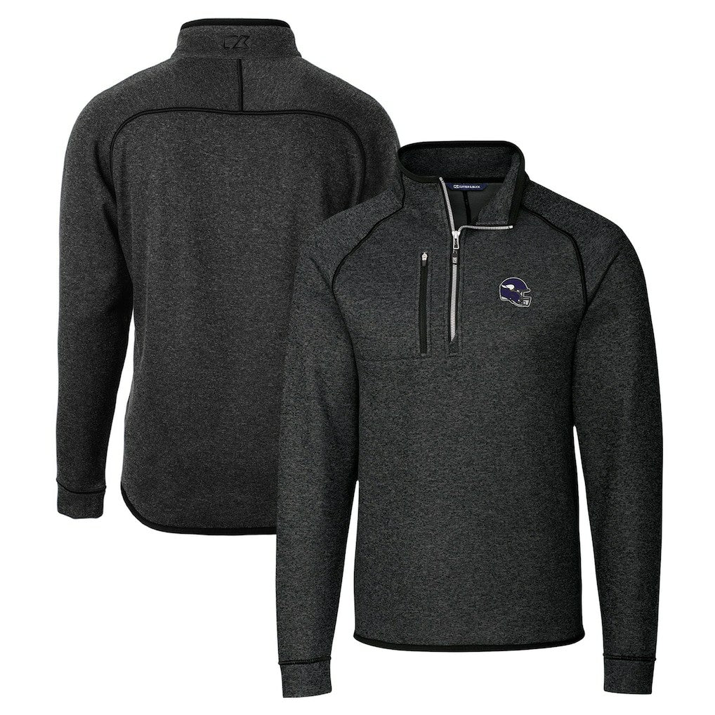 Minnesota Vikings Cutter & Buck Helmet Mainsail Sweater-Knit Half-Zip Pullover Jacket - Charcoal online