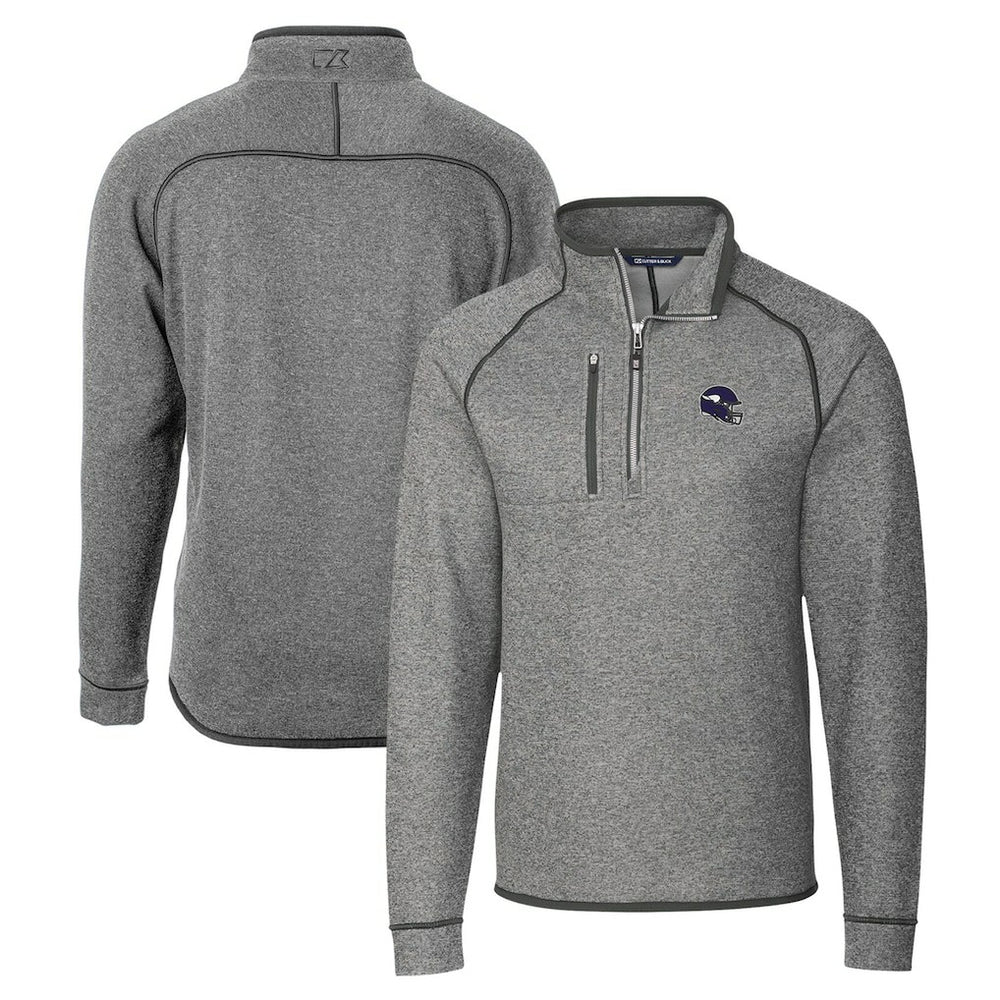 Minnesota Vikings Cutter & Buck Helmet Mainsail Sweater-Knit Half-Zip Pullover Jacket - Silver for sale