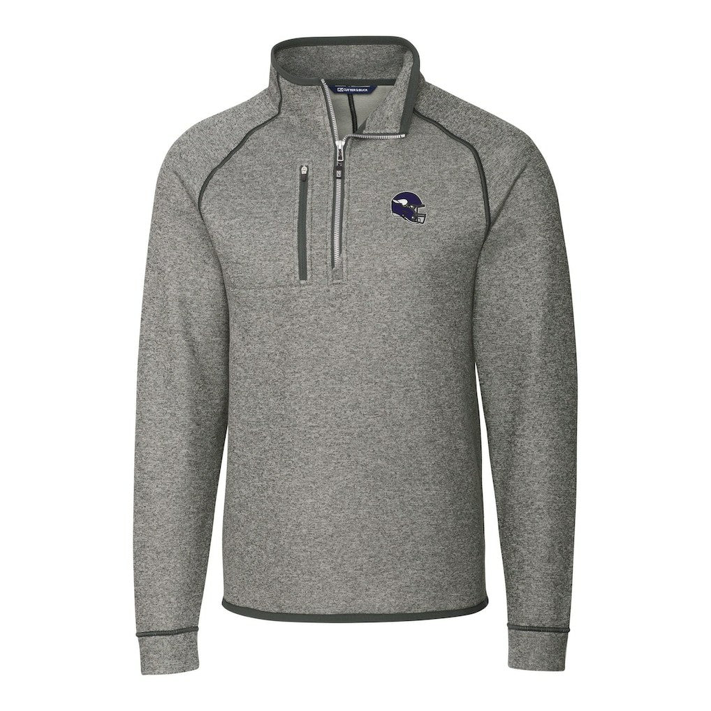 Minnesota Vikings Cutter & Buck Helmet Mainsail Sweater-Knit Half-Zip Pullover Jacket - Silver for sale