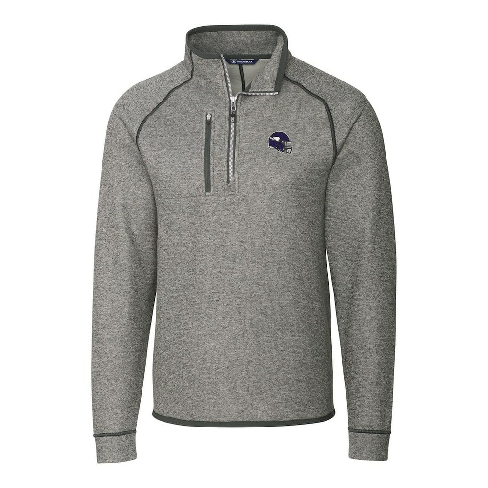 Minnesota Vikings Cutter & Buck Helmet Mainsail Sweater-Knit Half-Zip Pullover Jacket - Silver for sale