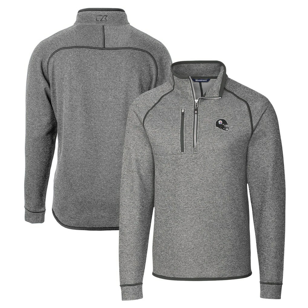 Pittsburgh Steelers Cutter & Buck Helmet Mainsail Sweater-Knit Half-Zip Pullover Jacket - Silver on sale
