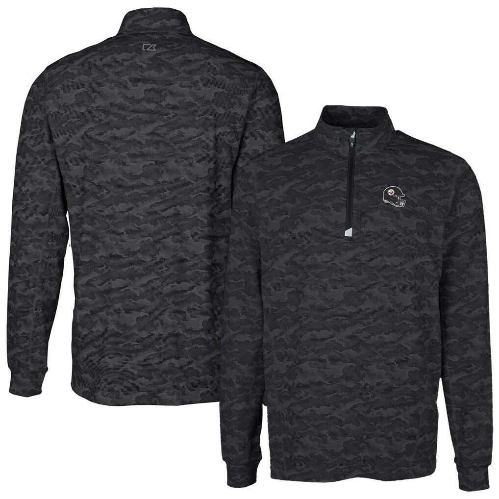 Pittsburgh Steelers Cutter & Buck Helmet Traverse Camo Print Stretch Quarter-Zip Pullover Top - Black online