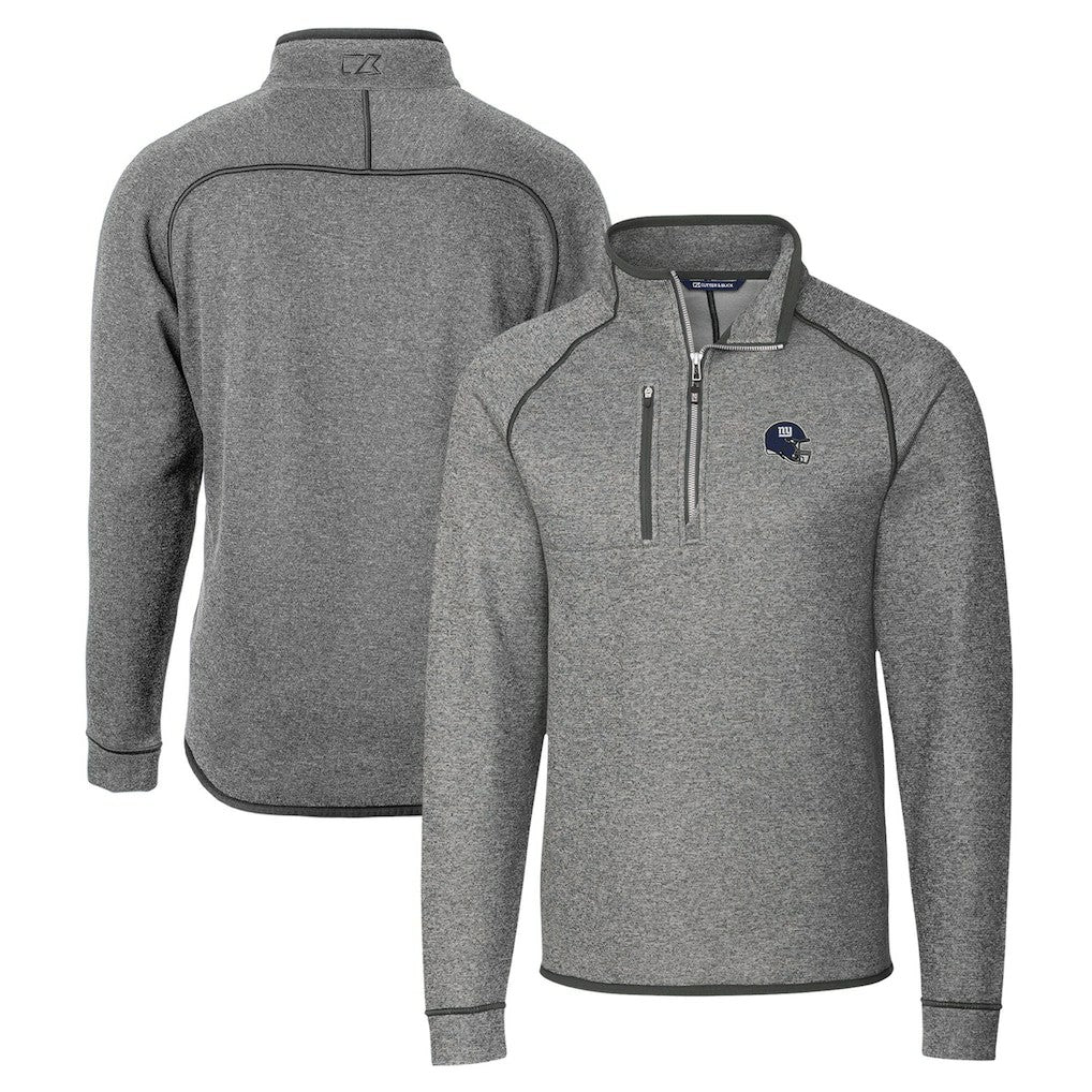 New York Giants Cutter & Buck Helmet Mainsail Sweater-Knit Half-Zip Pullover Jacket - Silver for sale