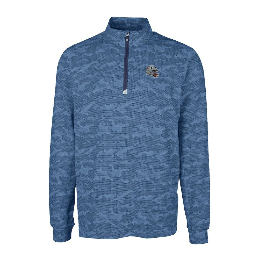 New England Patriots Cutter & Buck Helmet Traverse Camo Print Stretch Quarter-Zip Pullover Top - Navy outlet