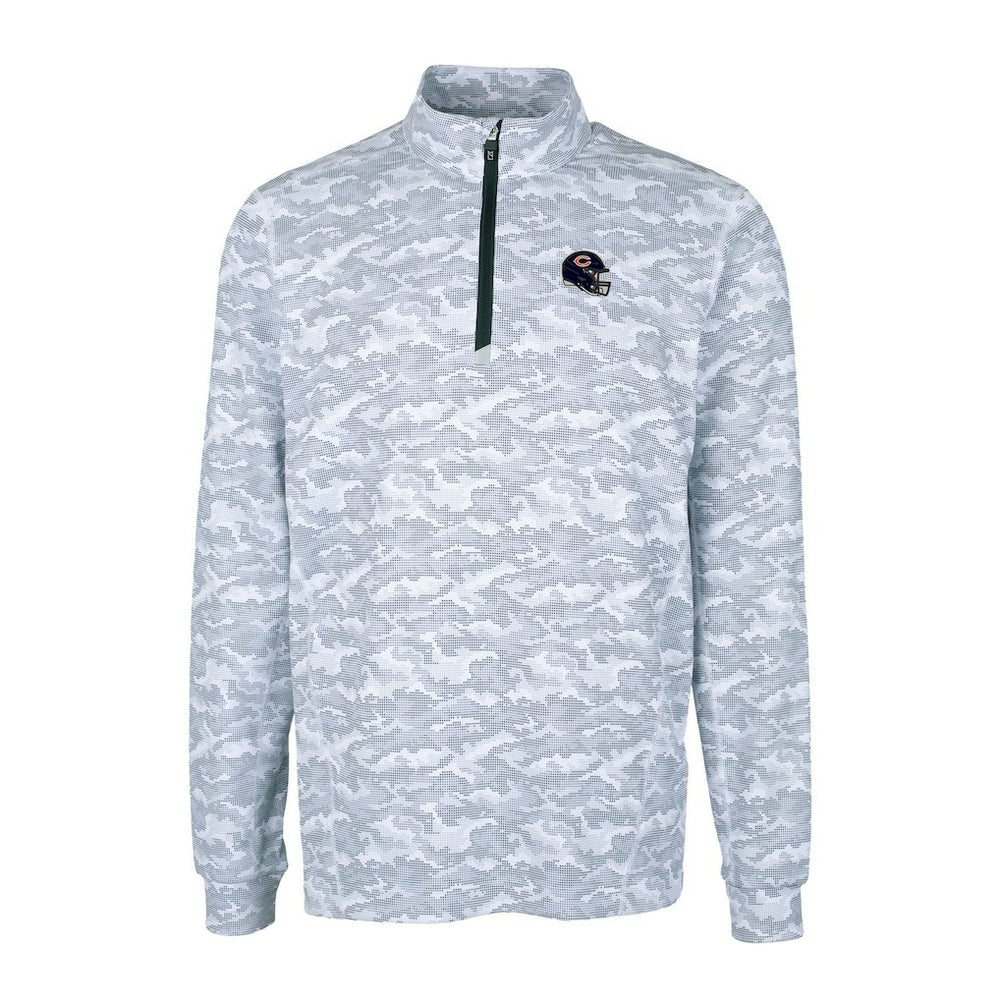 Chicago Bears Cutter & Buck Helmet Traverse Camo Print Stretch Quarter-Zip Pullover Top - Charcoal outlet