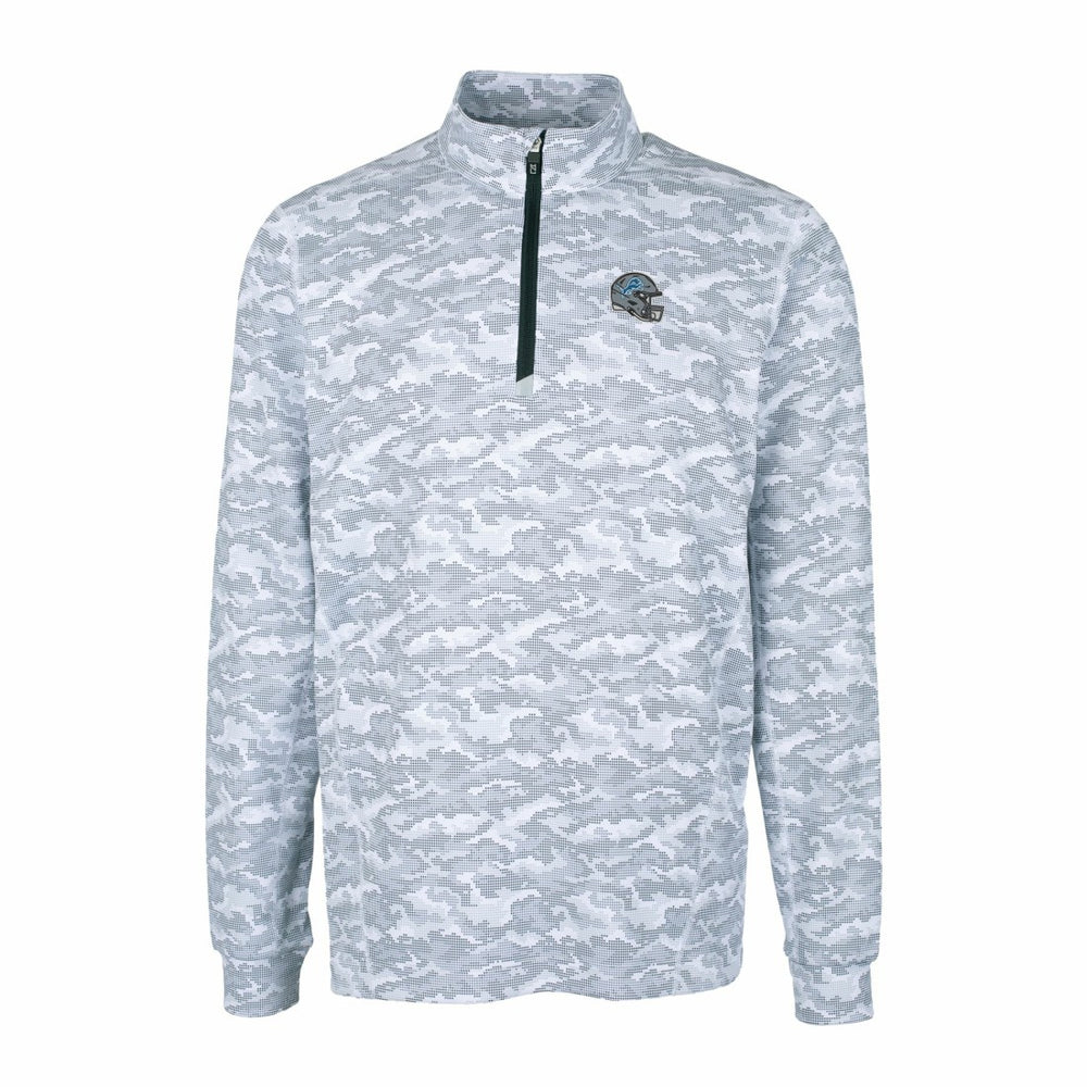Detroit Lions Cutter & Buck Helmet Traverse Camo Print Stretch Quarter-Zip Pullover Top - Charcoal sale