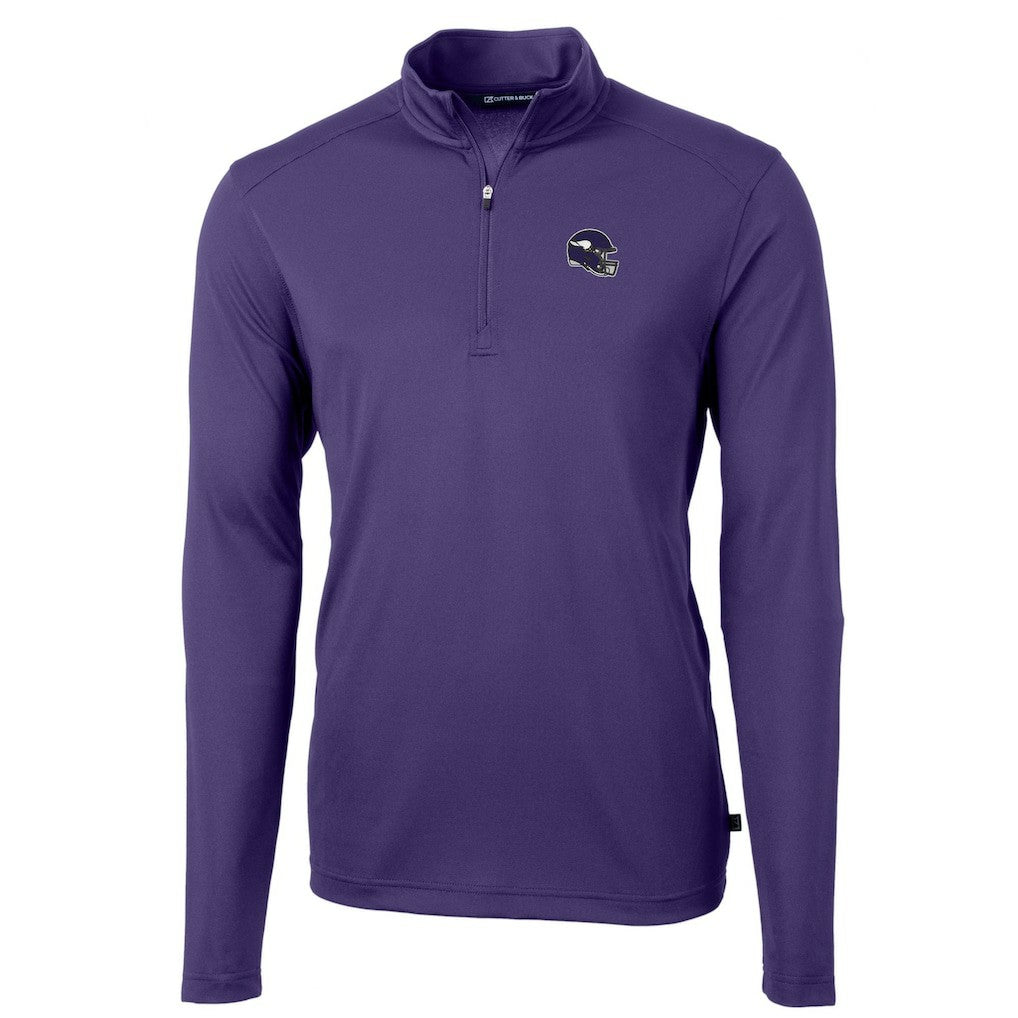 Minnesota Vikings Cutter & Buck Helmet Virtue Eco Pique Recycled Quarter-Zip Pullover Top - Purple discount
