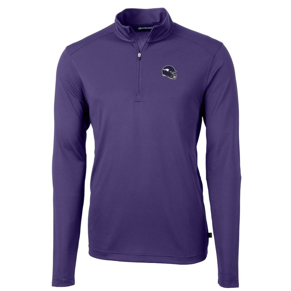 Minnesota Vikings Cutter & Buck Helmet Virtue Eco Pique Recycled Quarter-Zip Pullover Top - Purple discount
