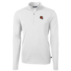 Cincinnati Bengals Cutter & Buck Helmet Virtue Eco Pique Recycled Quarter-Zip Pullover Top - White on sale