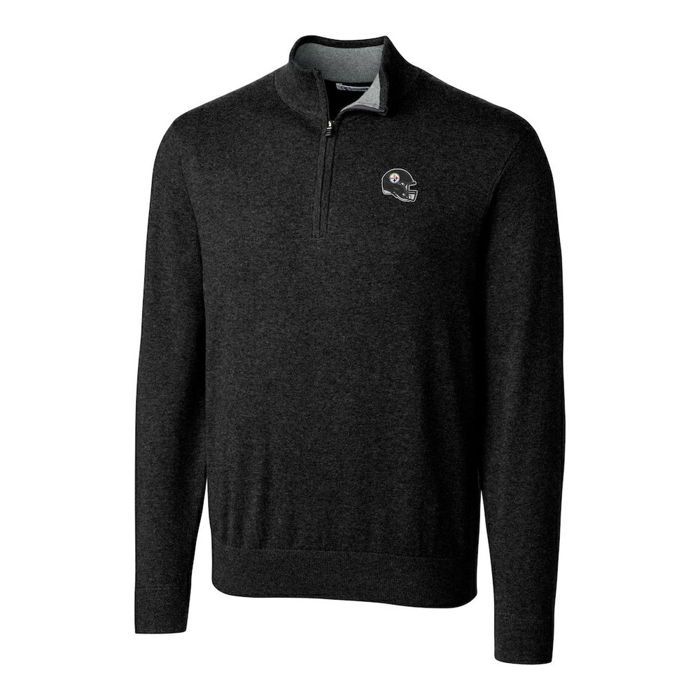 Pittsburgh Steelers Cutter & Buck Helmet Lakemont Tri-Blend Quarter-Zip Pullover Sweater - Black sale