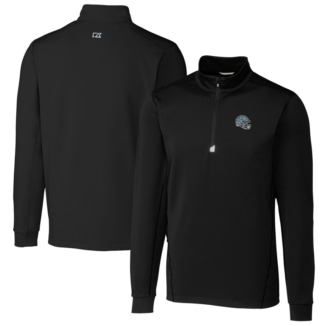 Detroit Lions Cutter & Buck Helmet Traverse Stretch Quarter-Zip Pullover Top - Black sale