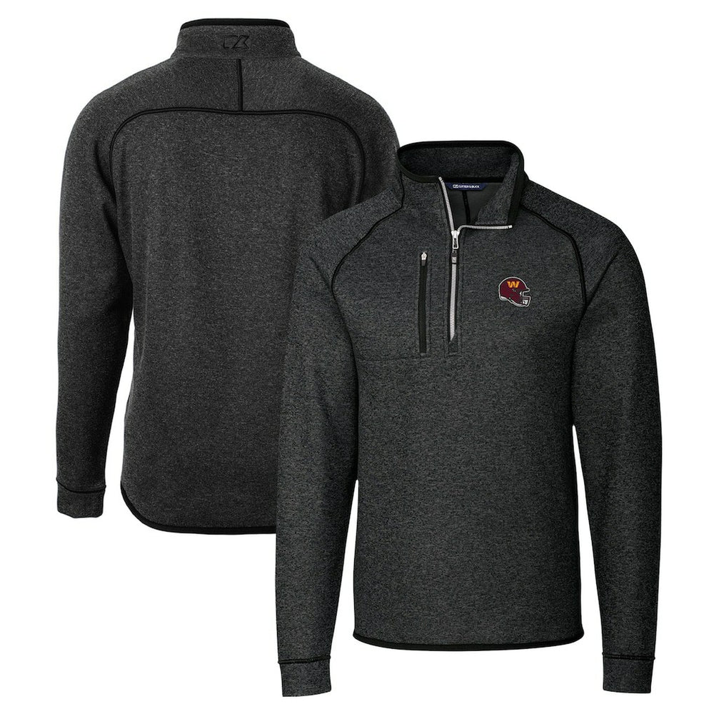Washington Commanders Cutter & Buck Helmet Mainsail Sweater-Knit Half-Zip Pullover Jacket - Charcoal cheap