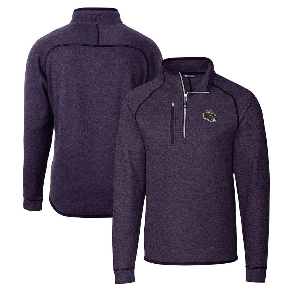 Baltimore Ravens Cutter & Buck Helmet Mainsail Sweater-Knit Half-Zip Pullover Jacket - Purple sale