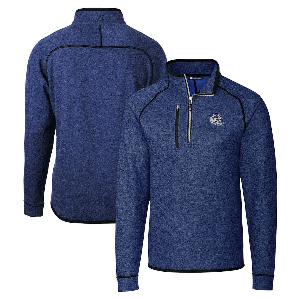 Buffalo Bills Cutter & Buck Helmet Mainsail Sweater-Knit Half-Zip Pullover Jacket - Blue outlet