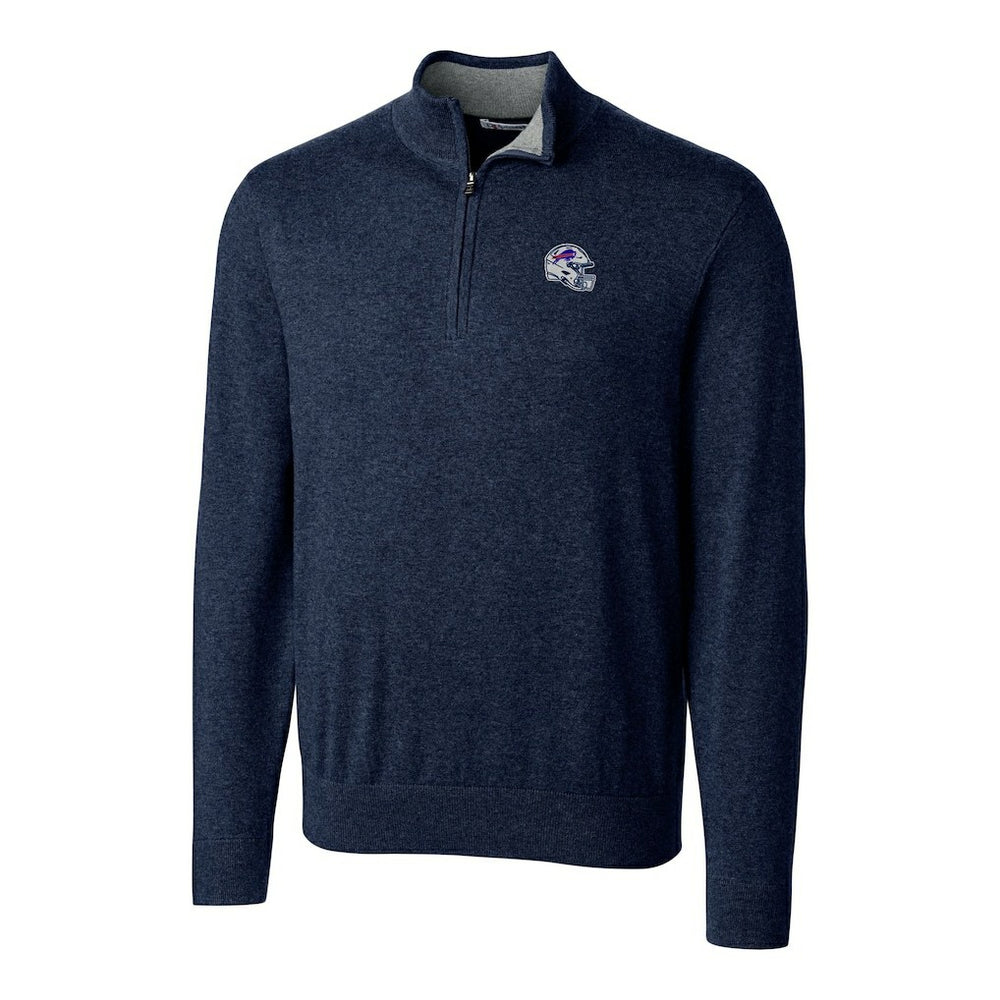 Buffalo Bills Cutter & Buck Helmet Lakemont Tri-Blend Quarter-Zip Pullover Sweater - Navy sale