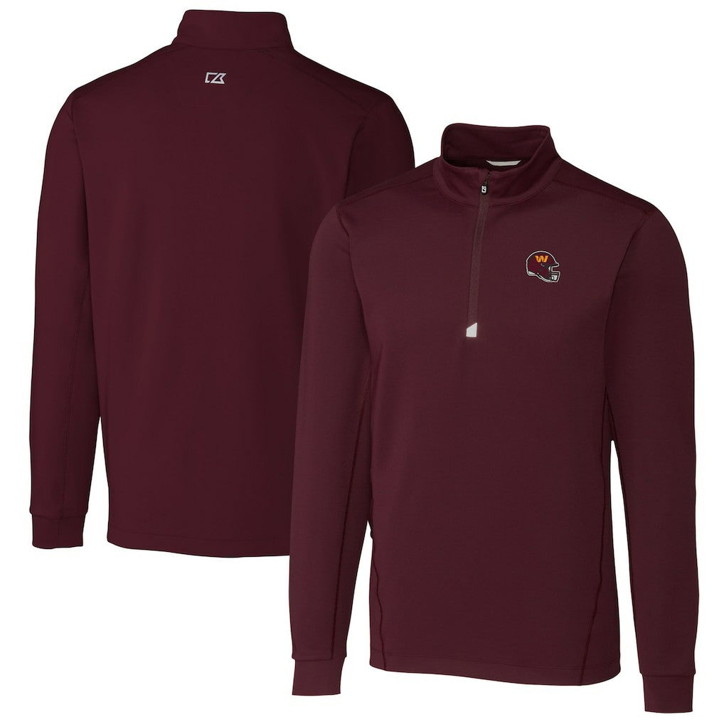 Washington Commanders Cutter & Buck Helmet Traverse Stretch Quarter-Zip Pullover Top - Burgundy discount