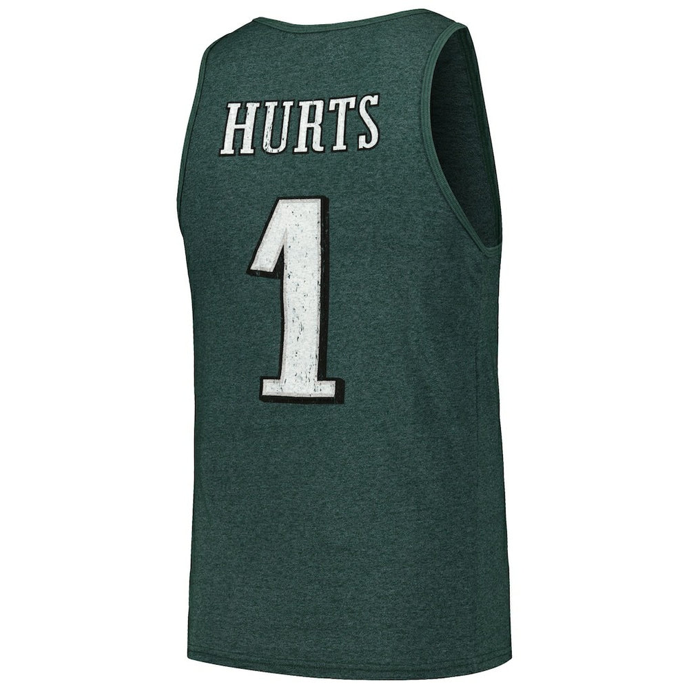 Jalen Hurts Philadelphia Eagles Majestic Threads Name & Number Tri-Blend Tank Top - Green discount
