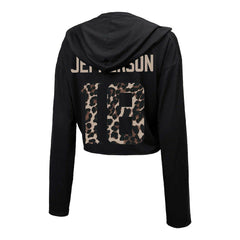 Justin Jefferson Minnesota Vikings Majestic Threads Women's Leopard Player Name & Number Long Sleeve Cropped Hoodie - Black discount