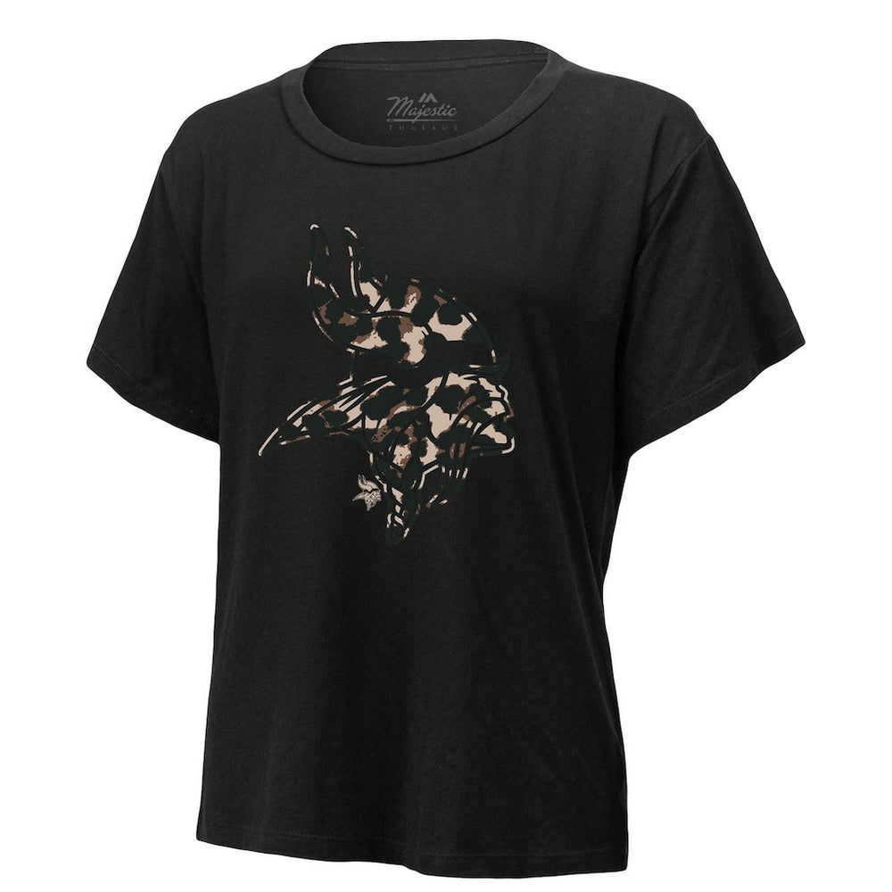 Justin Jefferson Minnesota Vikings Majestic Threads Women's Leopard Player Name & Number T-Shirt - Black outlet
