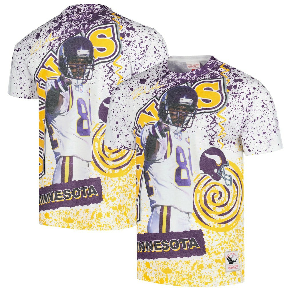 Randy Moss Minnesota Vikings Retired Player Name & Number Burst T-Shirt - White outlet