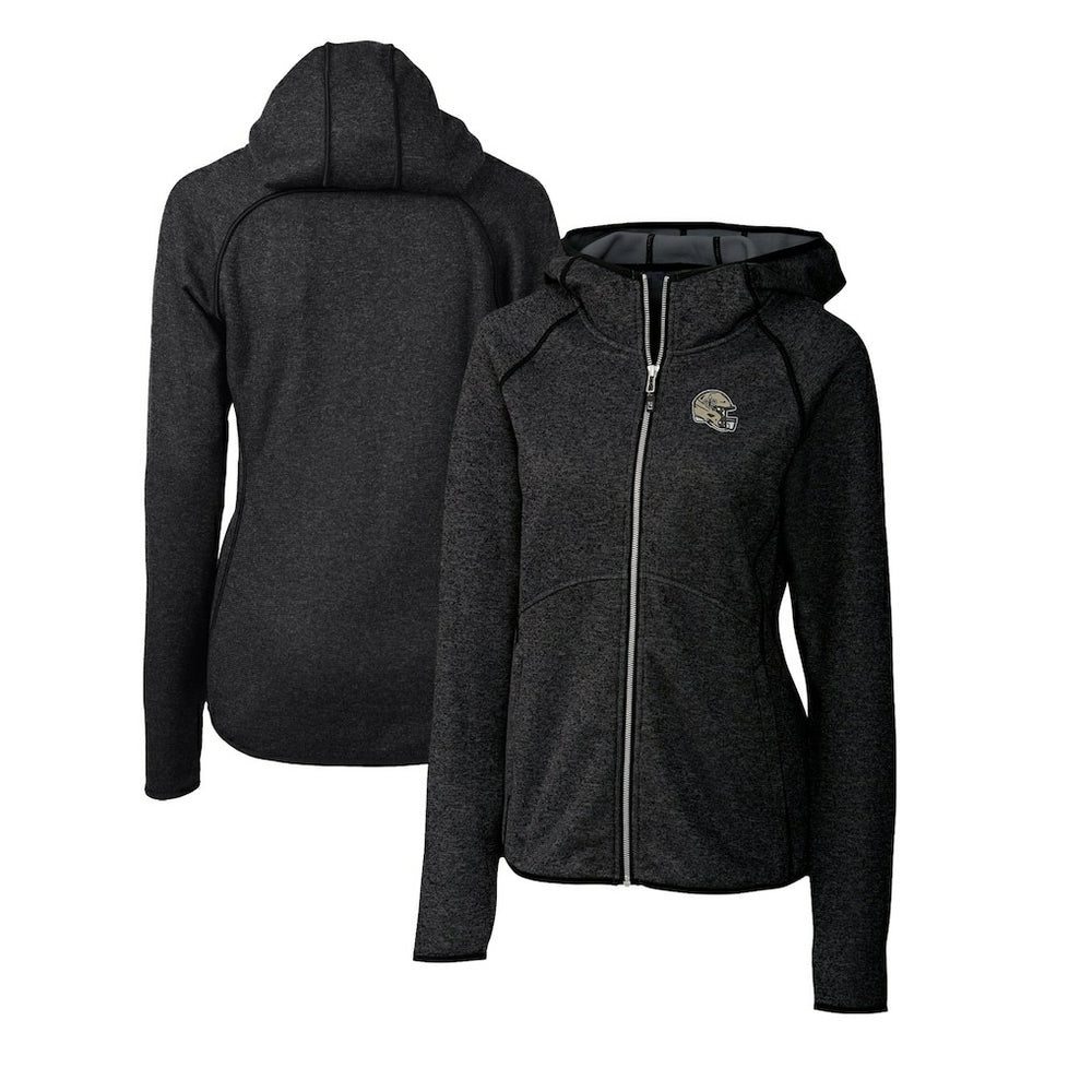 New Orleans Saints Cutter & Buck Women's Helmet Logo Mainsail Sweater-Knit Full-Zip Hoodie - Charcoal cheap