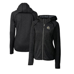 New Orleans Saints Cutter & Buck Women's Helmet Logo Mainsail Sweater-Knit Full-Zip Hoodie - Charcoal cheap
