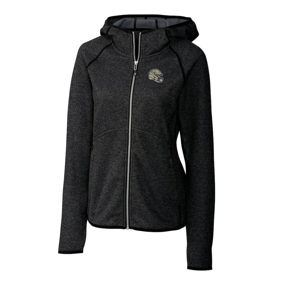 New Orleans Saints Cutter & Buck Women's Helmet Logo Mainsail Sweater-Knit Full-Zip Hoodie - Charcoal cheap
