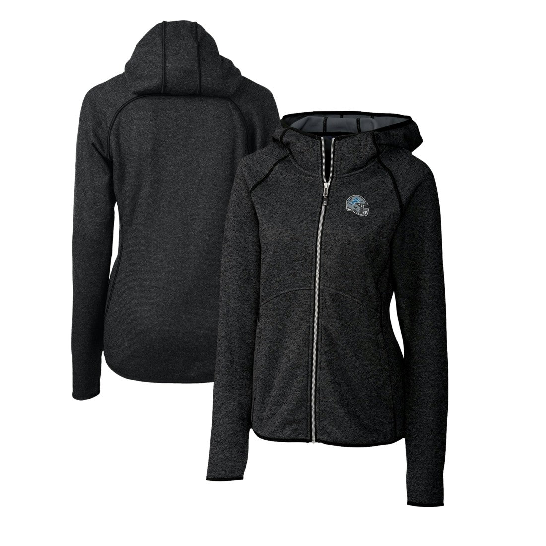 Detroit Lions Cutter & Buck Women's Helmet Logo Mainsail Sweater-Knit Full-Zip Hoodie - Charcoal sale
