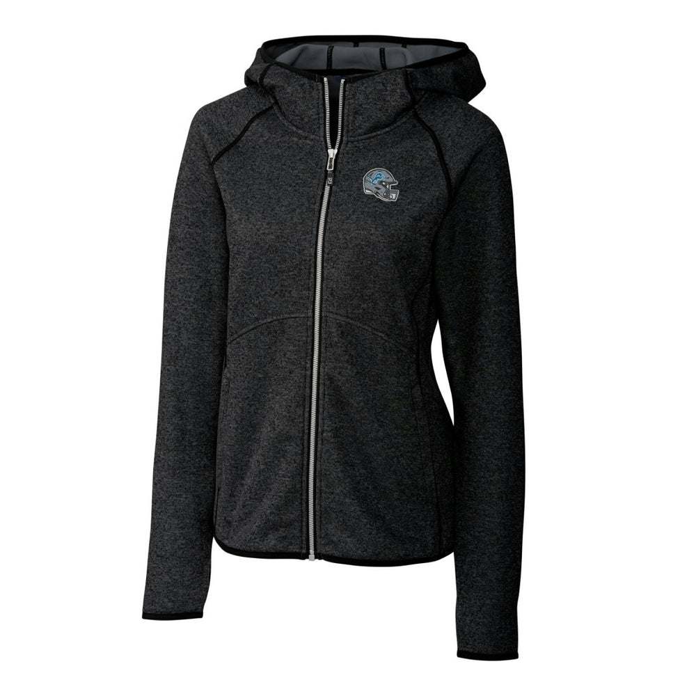 Detroit Lions Cutter & Buck Women's Helmet Logo Mainsail Sweater-Knit Full-Zip Hoodie - Charcoal sale