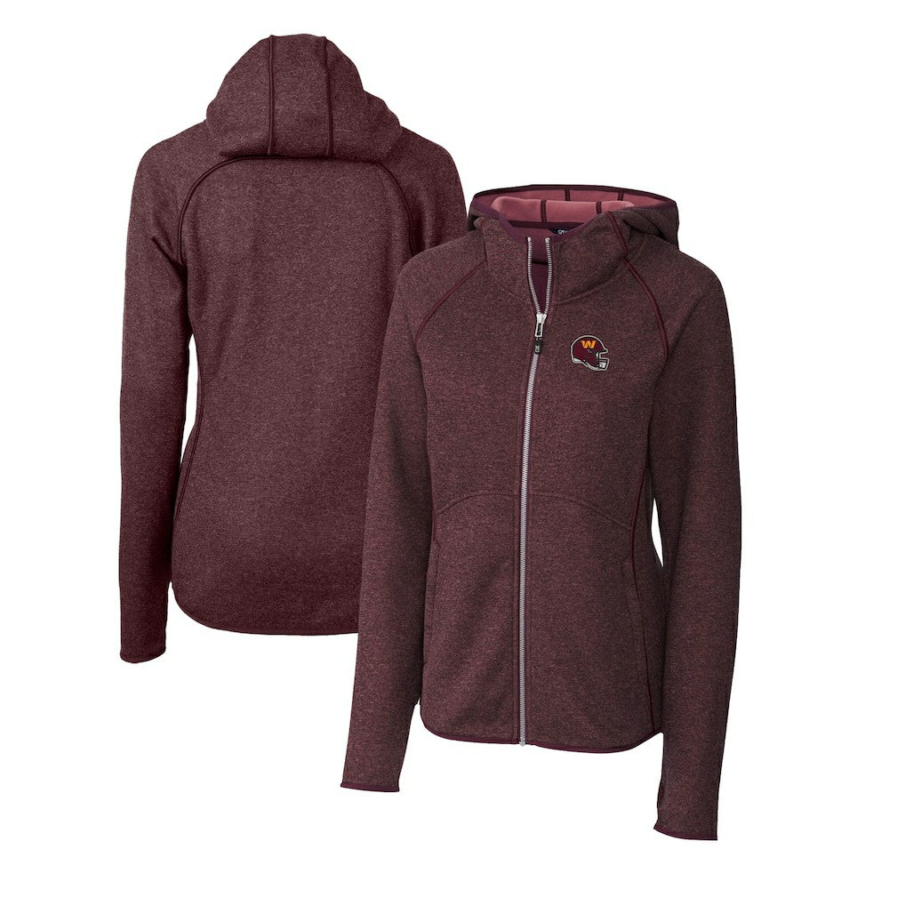 Washington Commanders Cutter & Buck Women's Helmet Logo Mainsail Sweater-Knit Full-Zip Hoodie - Burgundy online