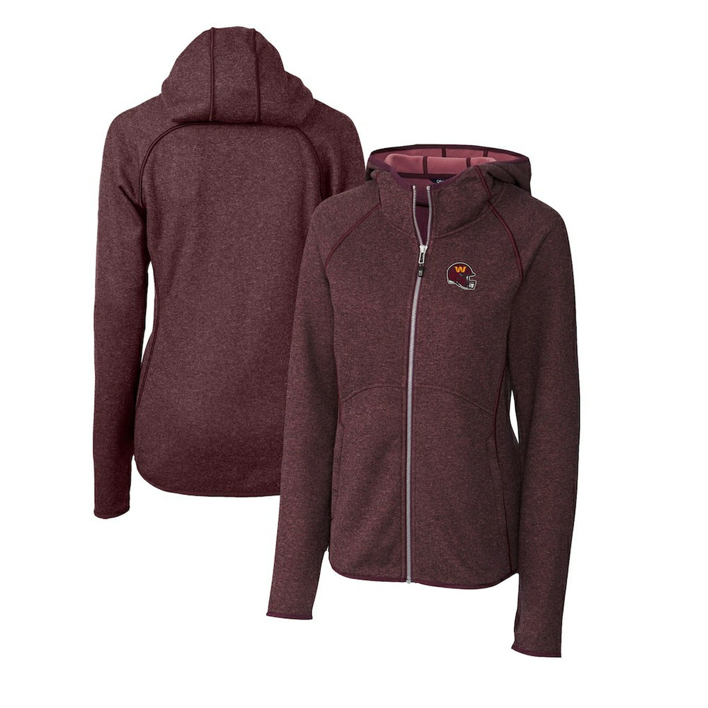 Washington Commanders Cutter & Buck Women's Helmet Logo Mainsail Sweater-Knit Full-Zip Hoodie - Burgundy online