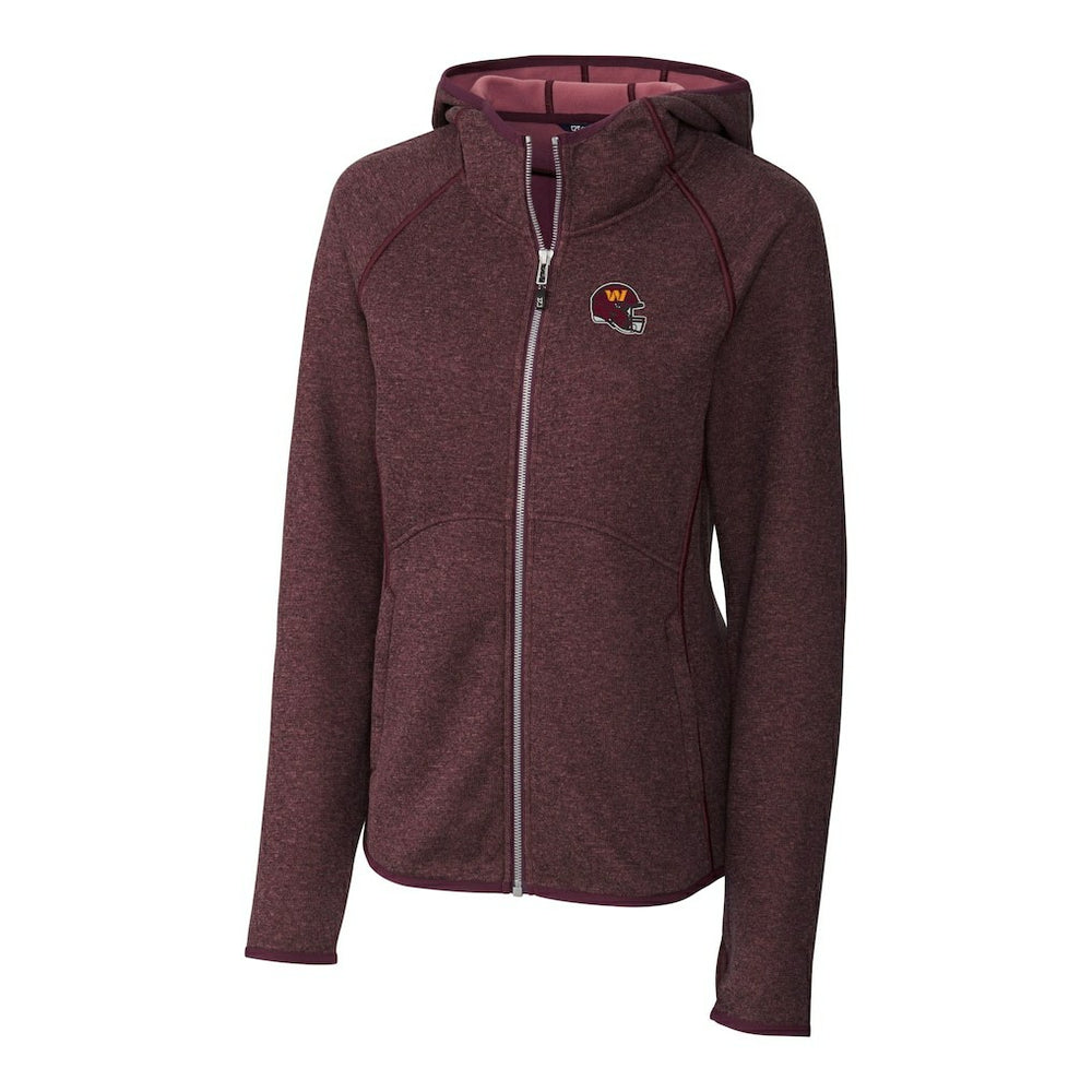 Washington Commanders Cutter & Buck Women's Helmet Logo Mainsail Sweater-Knit Full-Zip Hoodie - Burgundy online