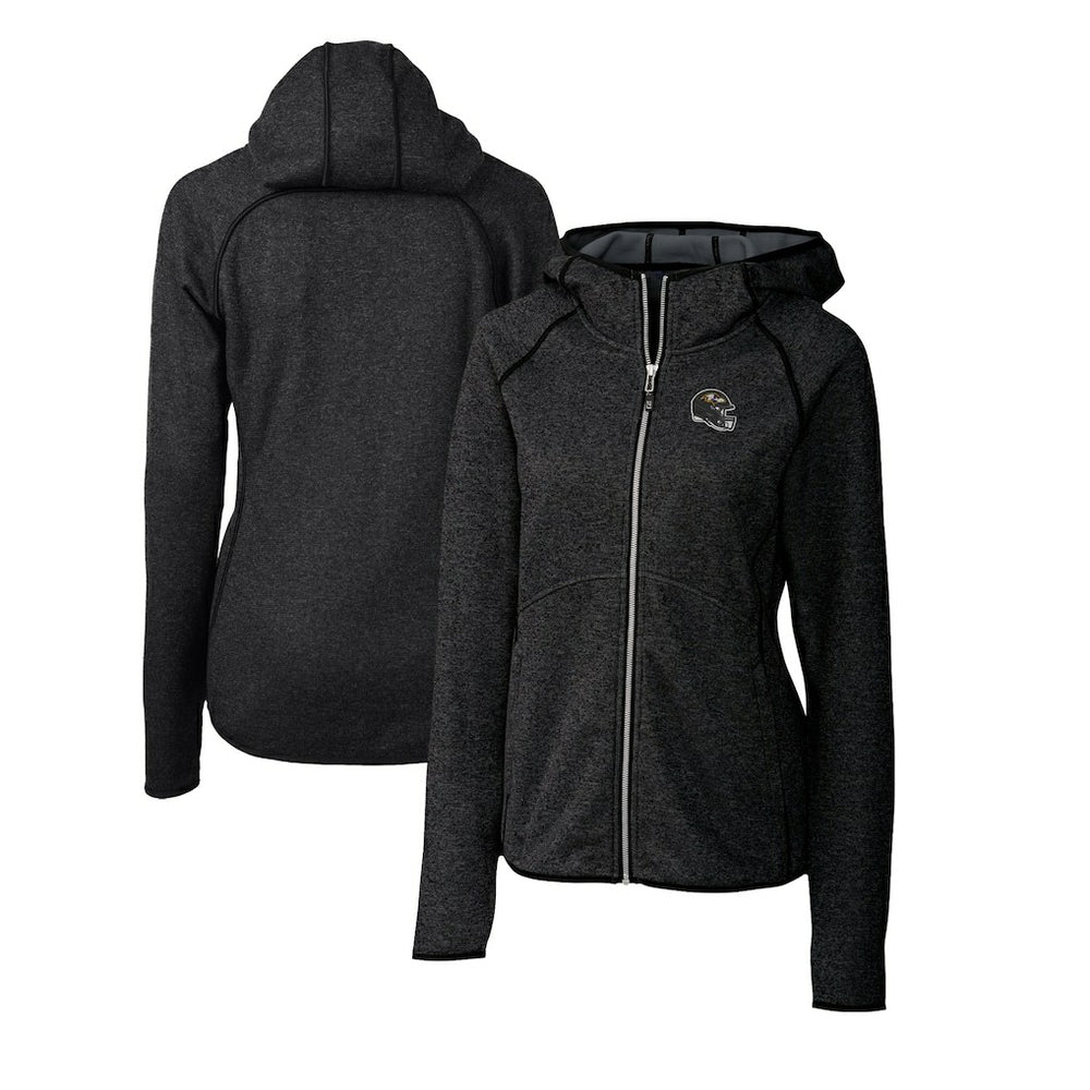 Baltimore Ravens Cutter & Buck Women's Helmet Logo Mainsail Sweater-Knit Full-Zip Hoodie - Charcoal for sale