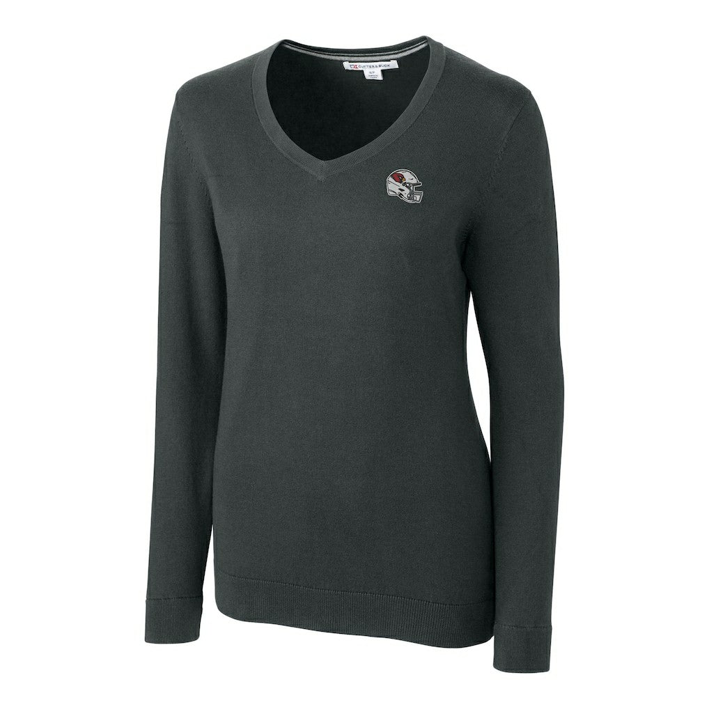 Arizona Cardinals Cutter & Buck Women's Helmet Logo Lakemont Tri-Blend V-Neck Pullover Sweater - Charcoal cheap