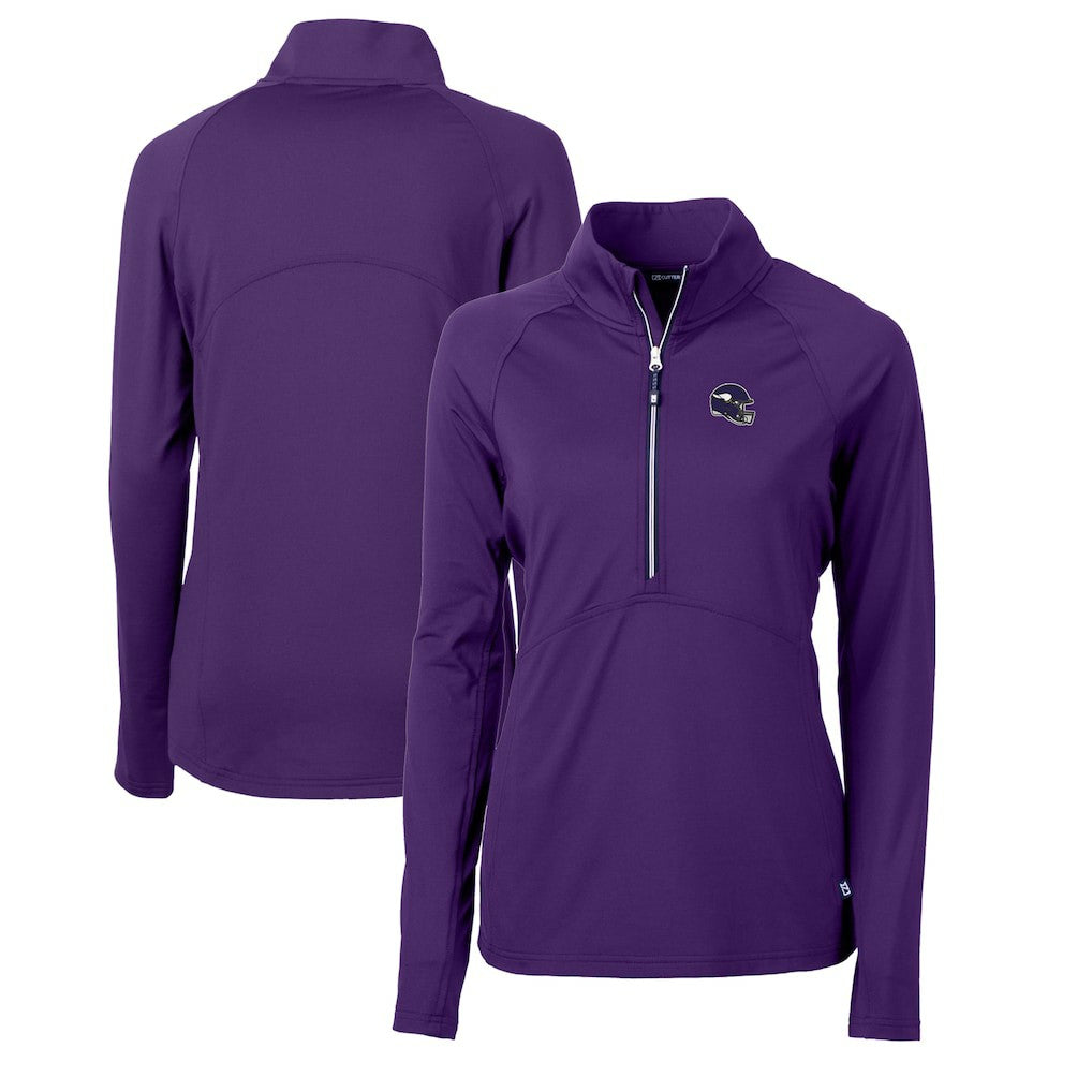 Minnesota Vikings Cutter & Buck Women's Helmet Logo Adapt Eco Knit Stretch Recycled Half-Zip Pullover Top - Purple cheap
