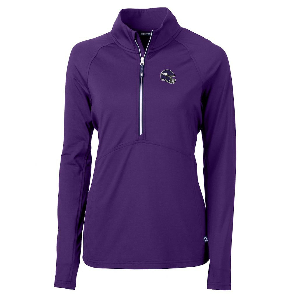 Minnesota Vikings Cutter & Buck Women's Helmet Logo Adapt Eco Knit Stretch Recycled Half-Zip Pullover Top - Purple cheap