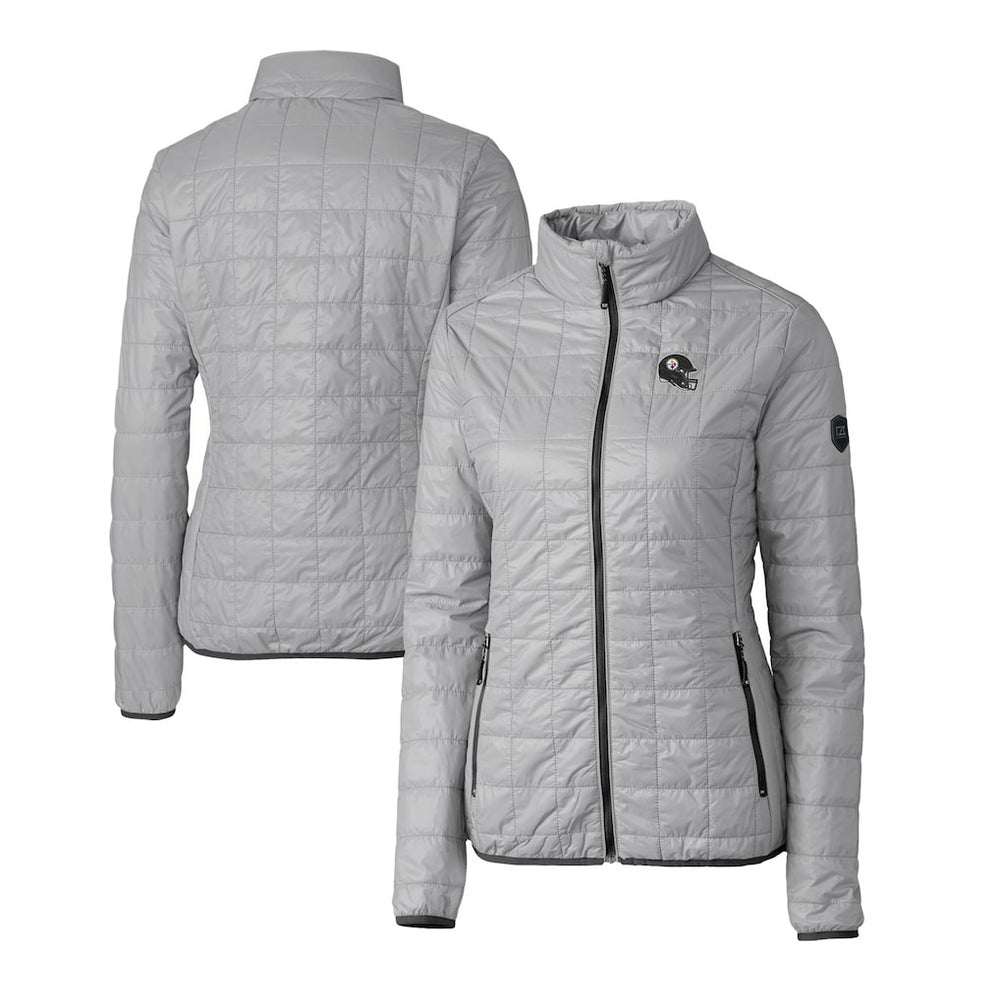 Pittsburgh Steelers Cutter & Buck Women's Helmet Logo Rainier PrimaLoft Eco Insulated Full-Zip Puffer Jacket - Gray discount