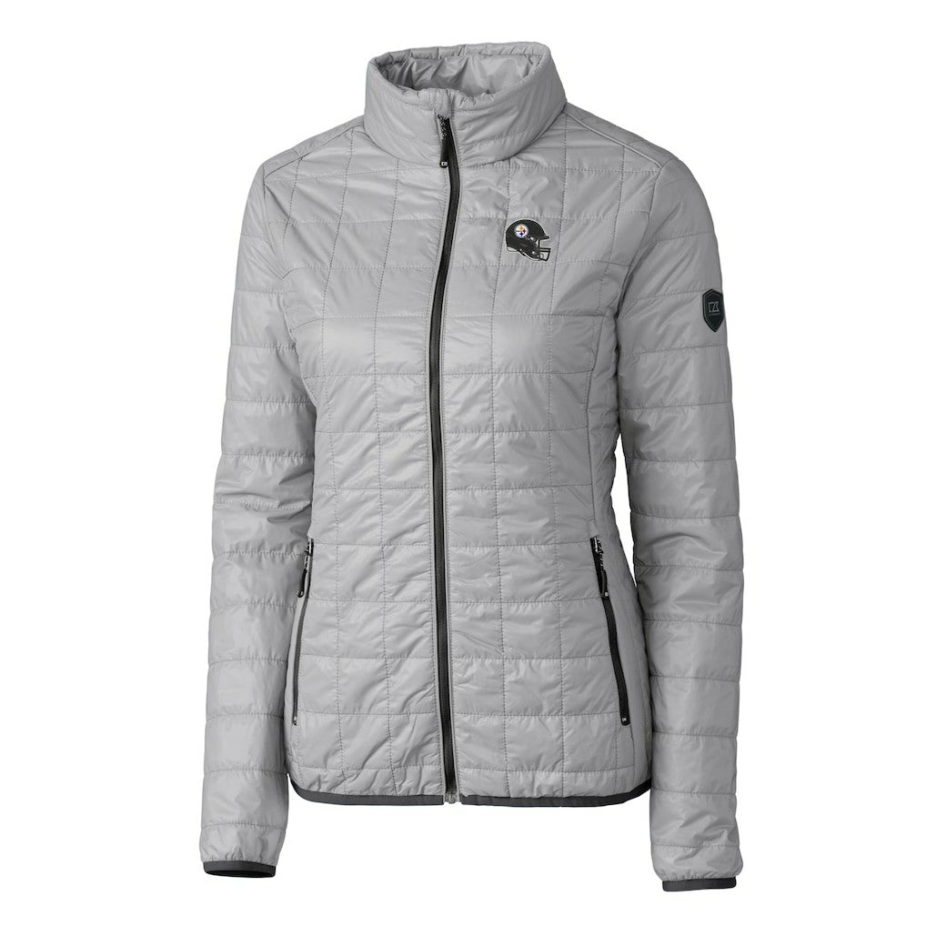 Pittsburgh Steelers Cutter & Buck Women's Helmet Logo Rainier PrimaLoft Eco Insulated Full-Zip Puffer Jacket - Gray discount