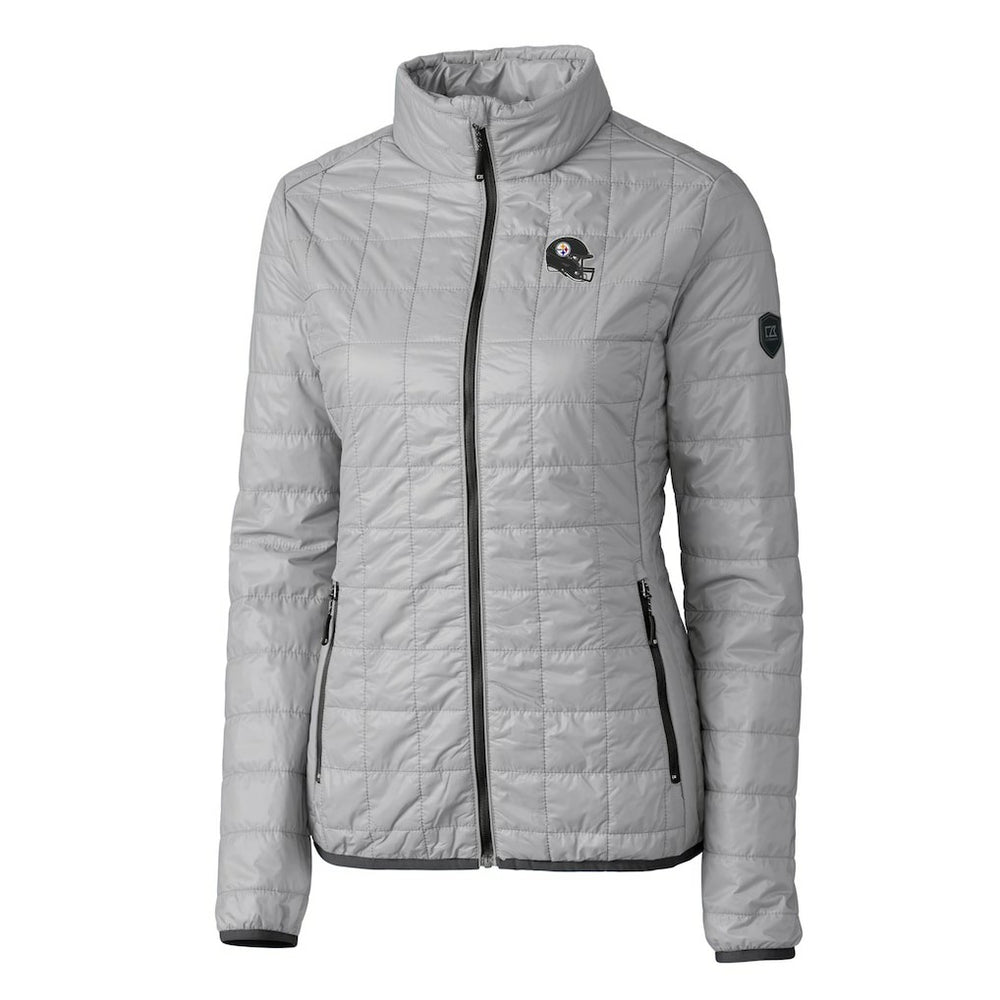 Pittsburgh Steelers Cutter & Buck Women's Helmet Logo Rainier PrimaLoft Eco Insulated Full-Zip Puffer Jacket - Gray discount
