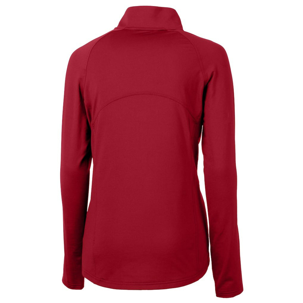 Kansas City Chiefs Cutter & Buck Women's Helmet Logo Adapt Eco Knit Stretch Recycled Half-Zip Pullover Top - Red for sale