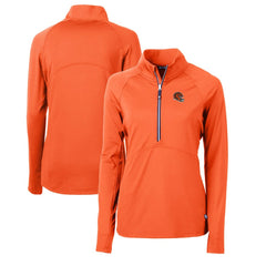Cincinnati Bengals Cutter & Buck Women's Helmet Logo Adapt Eco Knit Stretch Recycled Half-Zip Pullover Top - Orange outlet