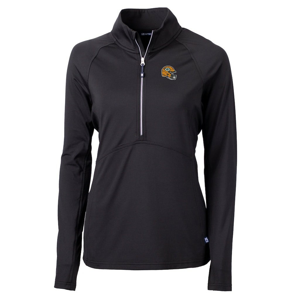 Green Bay Packers Cutter & Buck Women's Helmet Logo Adapt Eco Knit Stretch Recycled Half-Zip Pullover Top - Black discount