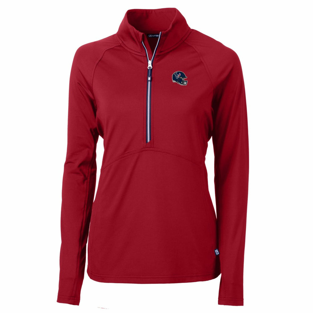 Houston Texans Cutter & Buck Women's Helmet Logo Adapt Eco Knit Stretch Recycled Half-Zip Pullover Top - Red outlet