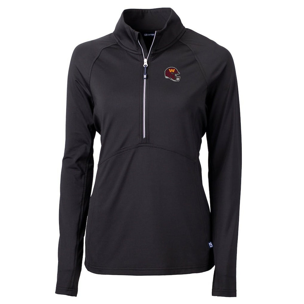 Washington Commanders Cutter & Buck Women's Helmet Logo Adapt Eco Knit Stretch Recycled Half-Zip Pullover Top - Black sale