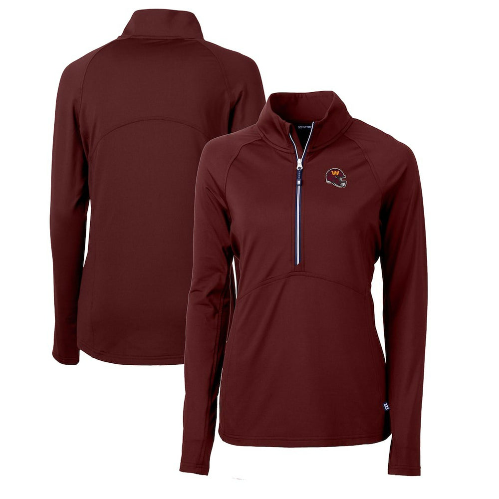 Washington Commanders Cutter & Buck Women's Helmet Logo Adapt Eco Knit Stretch Recycled Half-Zip Pullover Top - Burgundy discount
