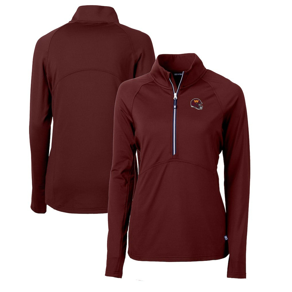Washington Commanders Cutter & Buck Women's Helmet Logo Adapt Eco Knit Stretch Recycled Half-Zip Pullover Top - Burgundy discount